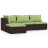 Salon de jardin 4 pcs avec coussins Marron Résine tressée 