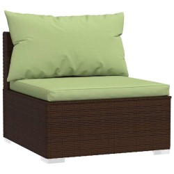 Salon de jardin 4 pcs avec coussins Marron Résine tressée 