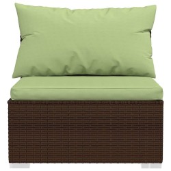 Salon de jardin 4 pcs avec coussins Marron Résine tressée 