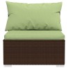 Salon de jardin 4 pcs avec coussins Marron Résine tressée 