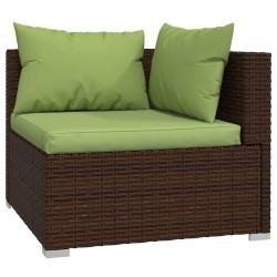 Salon de jardin 4 pcs avec coussins Marron Résine tressée 