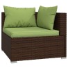 Salon de jardin 4 pcs avec coussins Marron Résine tressée 