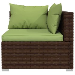 Salon de jardin 4 pcs avec coussins Marron Résine tressée 