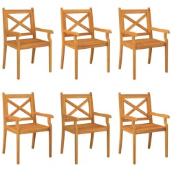 Chaises à manger d'extérieur lot de 6 Bois d'acacia massif 