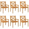 Chaises à manger d'extérieur lot de 6 Bois d'acacia massif 