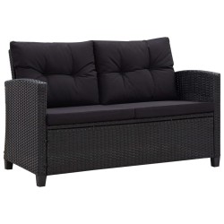 Canapés de jardin 6 pcs avec coussins Résine tressée Noir 