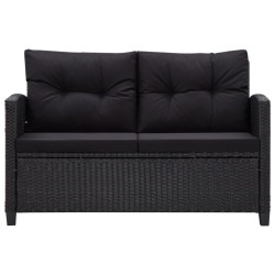 Canapés de jardin 6 pcs avec coussins Résine tressée Noir 