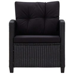 Canapés de jardin 6 pcs avec coussins Résine tressée Noir 