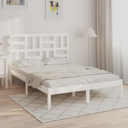 Cadre de lit sans matelas blanc bois massif 135x190 cm 