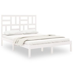 Cadre de lit sans matelas blanc bois massif 135x190 cm 