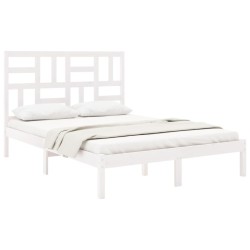 Cadre de lit sans matelas blanc bois massif 135x190 cm 