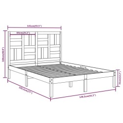 Cadre de lit sans matelas blanc bois massif 135x190 cm 
