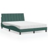 Lit avec matelas vert foncé 140x200 cm velours 