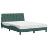 Lit avec matelas vert foncé 140x200 cm velours 