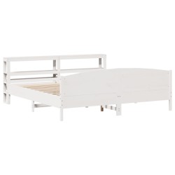 Cadre de lit sans matelas blanc 200x200 cm bois massif de pin 