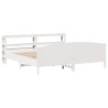 Cadre de lit sans matelas blanc 200x200 cm bois massif de pin 