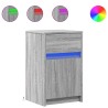 Armoire de chevet et lumières LED sonoma gris bois d'ingénierie 