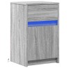 Armoire de chevet et lumières LED sonoma gris bois d'ingénierie 