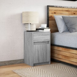 Armoire de chevet et lumières LED sonoma gris bois d'ingénierie 