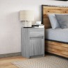 Armoire de chevet et lumières LED sonoma gris bois d'ingénierie 