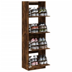 Armoire à chaussures 4 tiroirs rabattables chêne 60x42x204 cm 