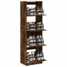 Armoire à chaussures 4 tiroirs rabattables chêne 60x42x204 cm 