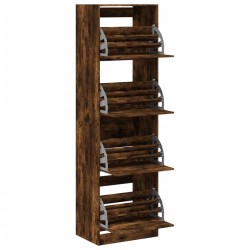 Armoire à chaussures 4 tiroirs rabattables chêne 60x42x204 cm 