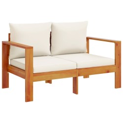 Salon de jardin avec coussins 3 pcs bois massif d'acacia 