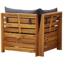 Canapé d'angle sectionnel 1 pc et coussins Bois d'acacia massif 