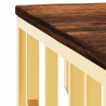 Table basse doré acier inoxydable et bois massif récupération 
