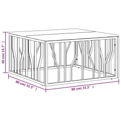Table basse doré acier inoxydable et bois massif récupération 