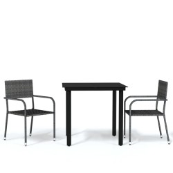 Ensemble à manger de jardin 3 pcs Gris 