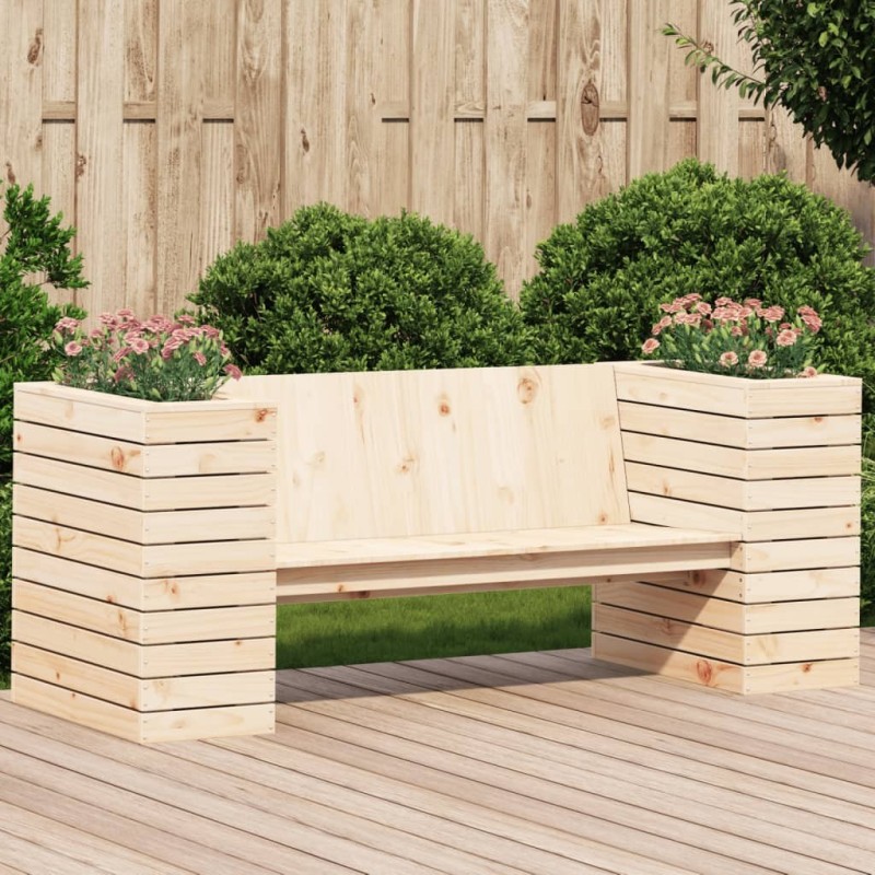 Banc avec jardinières 167,5x60x65 cm bois massif de pin 
