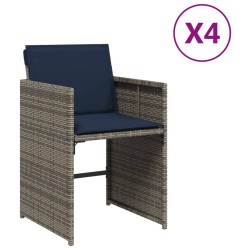 Chaises de jardin avec coussins lot de 4 gris résine tressée 