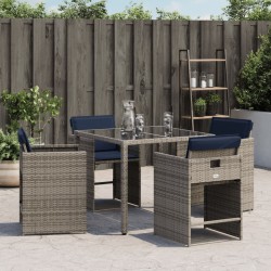 Chaises de jardin avec coussins lot de 4 gris résine tressée 