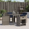 Chaises de jardin avec coussins lot de 4 gris résine tressée 