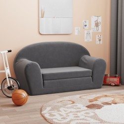 Canapé-lit pour enfants 2 places anthracite peluche douce 