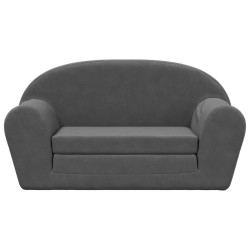 Canapé-lit pour enfants 2 places anthracite peluche douce 