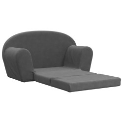 Canapé-lit pour enfants 2 places anthracite peluche douce 