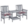 Chaises de jardin avec table à thé et coussins Acacia solide 