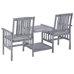 Chaises de jardin avec table à thé et coussins Acacia solide 
