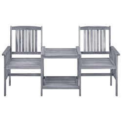 Chaises de jardin avec table à thé et coussins Acacia solide 