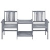 Chaises de jardin avec table à thé et coussins Acacia solide 