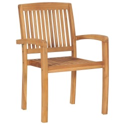 Chaises de jardin empilables avec coussins lot de 4 Teck solide 