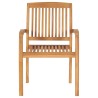 Chaises de jardin empilables avec coussins lot de 4 Teck solide 