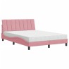 Lit avec matelas rose 140x200 cm velours 