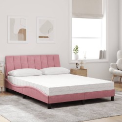 Lit avec matelas rose 140x200 cm velours 