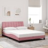 Lit avec matelas rose 140x200 cm velours 
