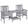 Chaises de jardin avec table à thé et coussins Acacia solide 