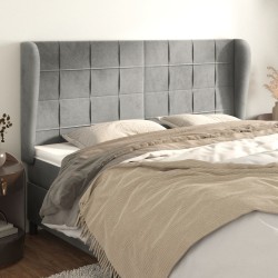 Tête de lit avec oreilles Gris clair 163x23x118/128 cm Velours 